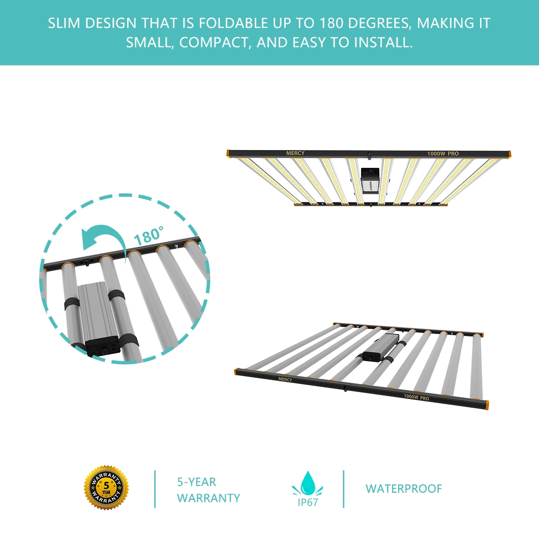 Mercy Gavita 1000W LED Grow Light Dimmable High Ppfd, Dlc Approved Full Spectrum Efficacy up to 2.8 Umol/J RoHS Indoor Mariguana LED Grow Light