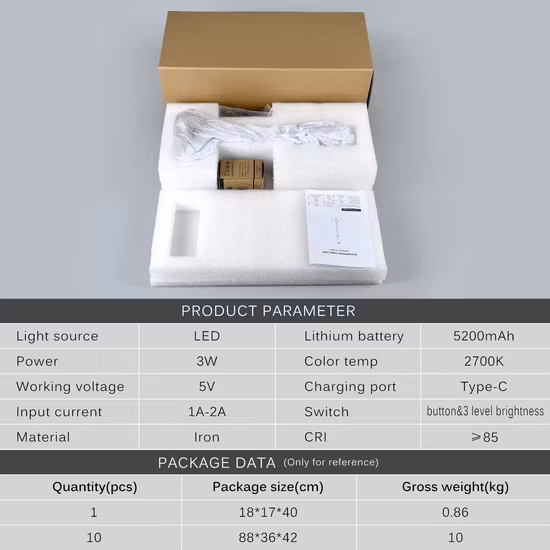 Lampe de bureau LED de lecture de pièce intérieure rechargeable par USB à contrôle tactile à 3 modes